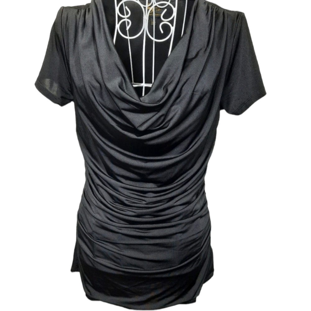 Serena Williams Slinky Ruched Black Top SZ S